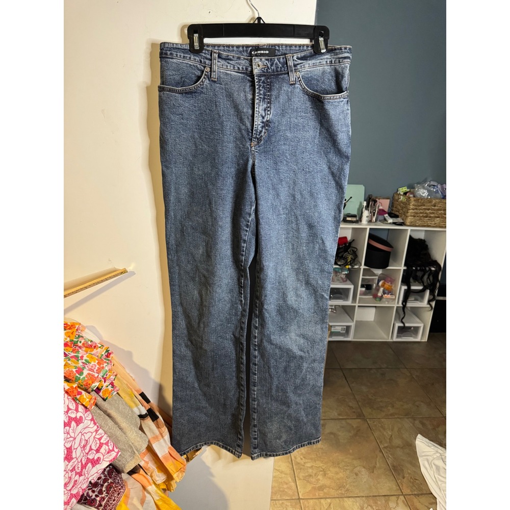 Cambio Jeans Womens Blue Medium Wash High Rise Straight Leg Denim Pants
